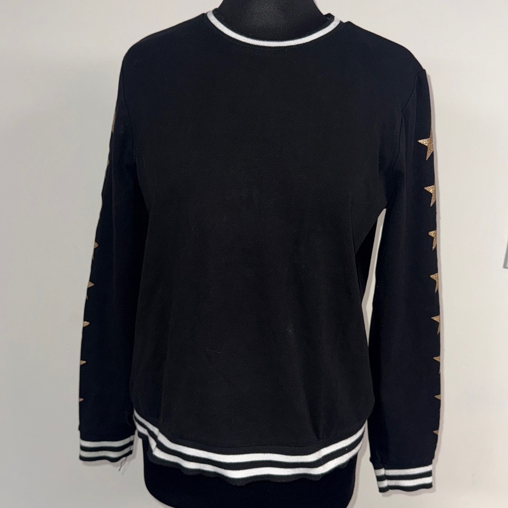 Black Long Sleeve Shirt with Gold Star Detail size XL
